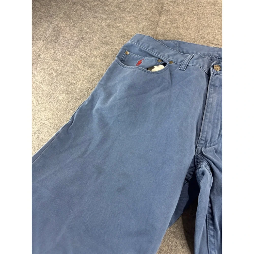Polo Ralph Lauren Blue Twill Straight Leg Chino Pants Cotton Mens 36x30 Prep SEE